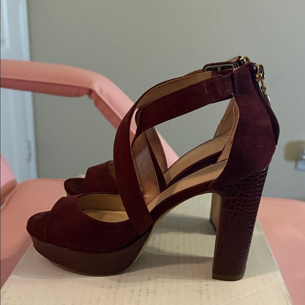 Limelight Elegant Burgundy Strappy Heels - Picture 4 of 10